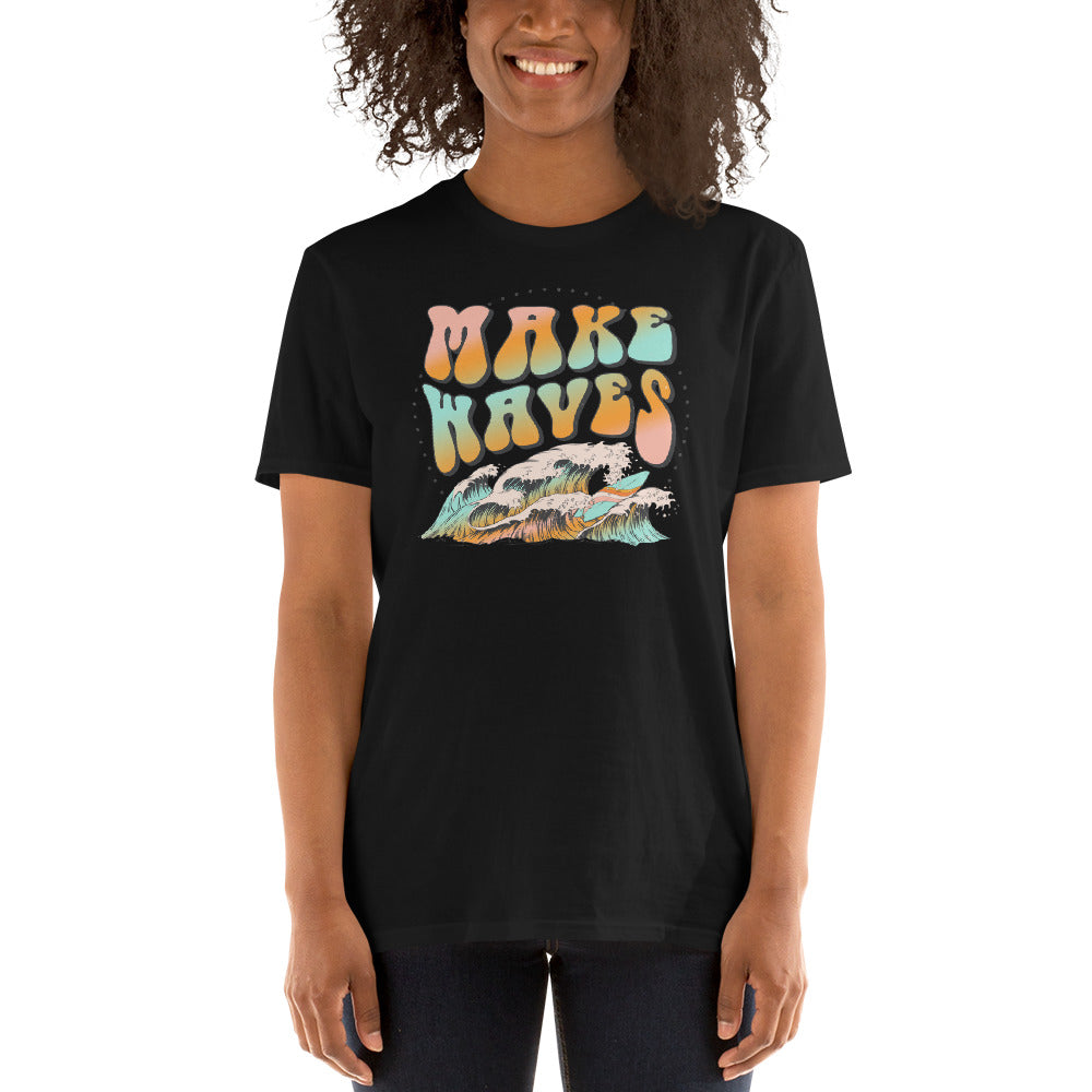 Custom Make Waves Retro Graphic Short-Sleeve Unisex T-Shirt