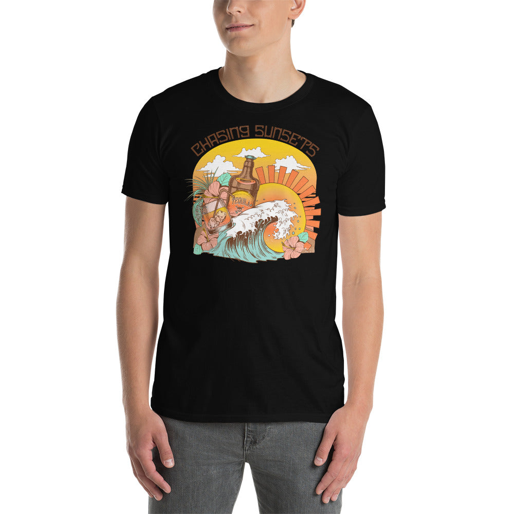 Custom Chasing Sunsets Tropical Retro Graphic Short-Sleeve Unisex T-Shirt