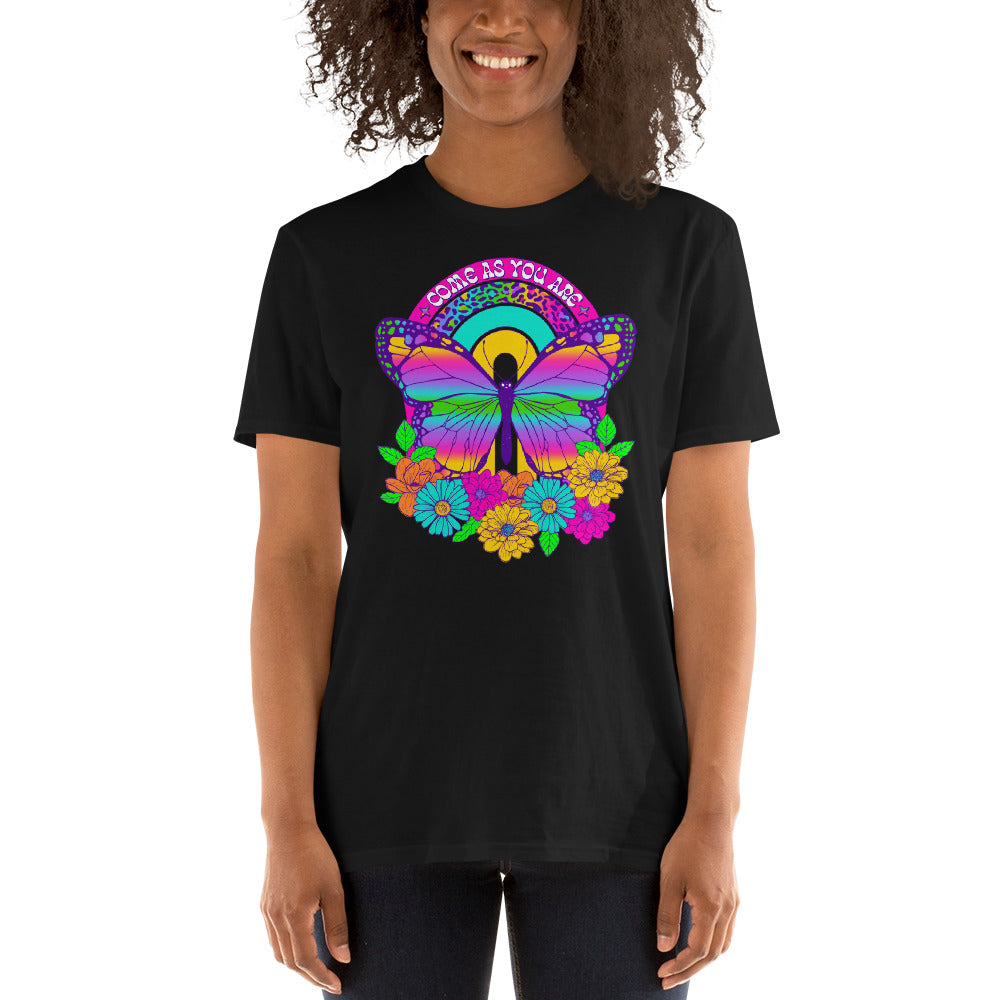 Custom Come As You Are Butterfly Floral Retro Graphic Short-Sleeve Unisex T-Shirt