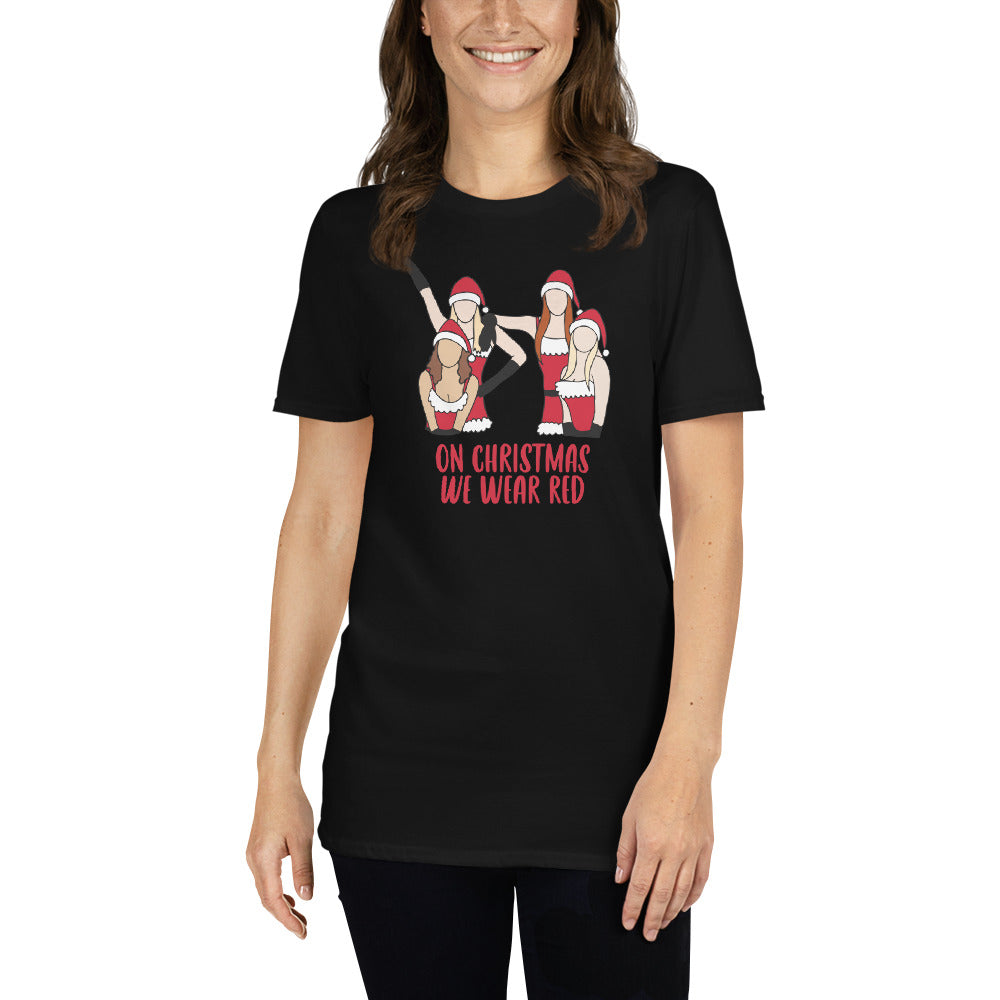 Custom On Christmas We Wear Red Mean Girls Retro Graphic Short-Sleeve Unisex T-Shirt