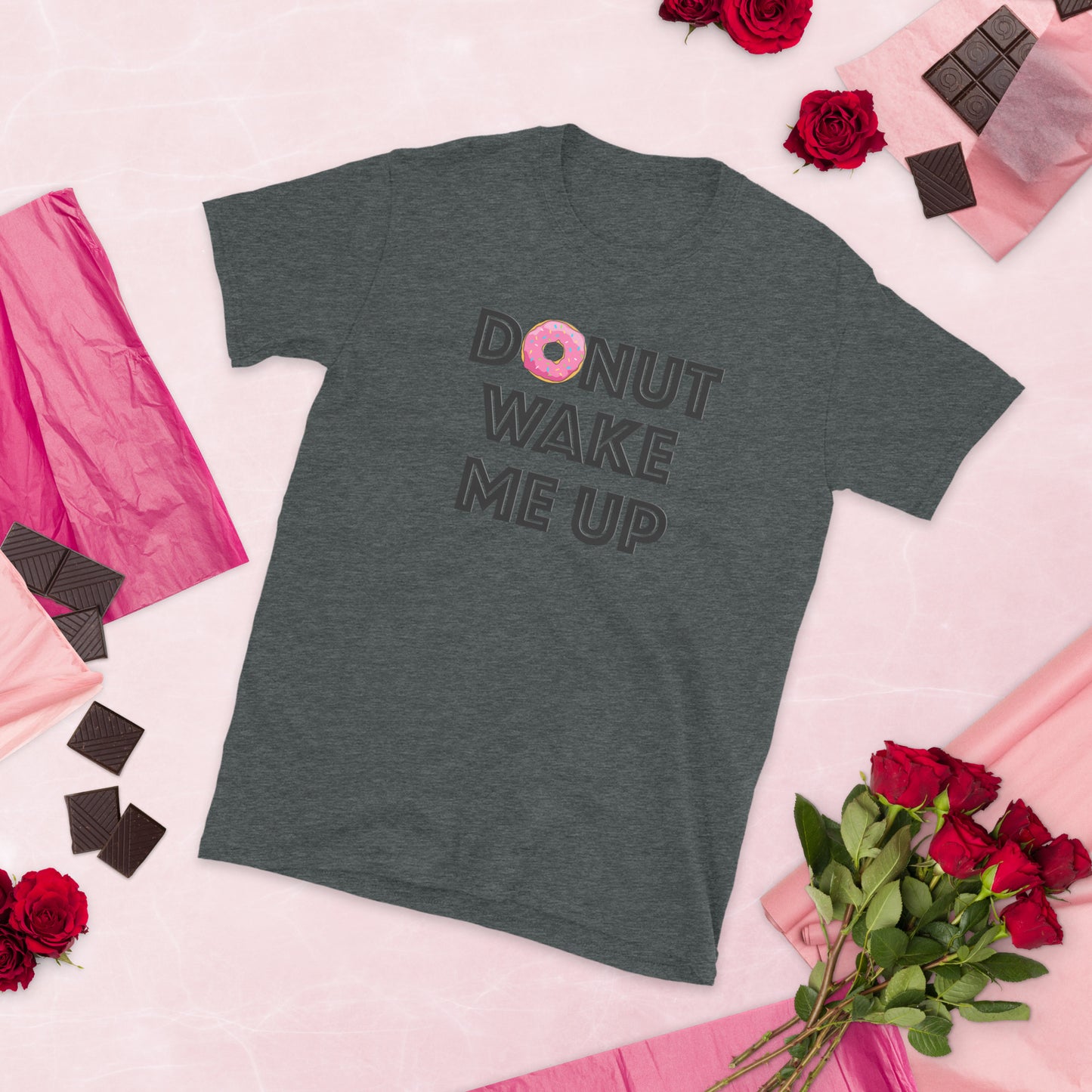 Custom Donut Wake Me Up Retro Graphic Short-Sleeve Unisex T-Shirt