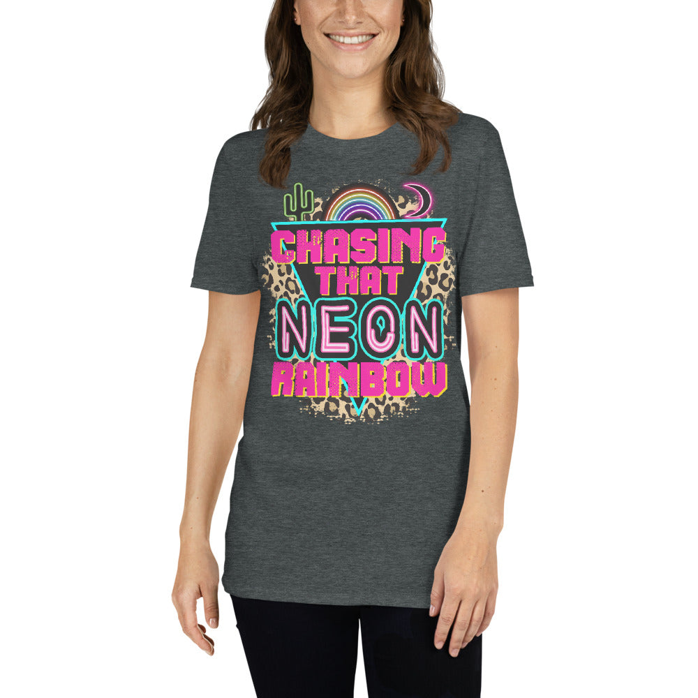Custom Chasing That Neon Rainbow Country Western Retro Graphic Short-Sleeve Unisex T-Shirt