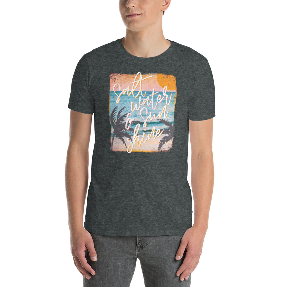 Custom Salt Water and Sunshine Retro Graphic Short-Sleeve Unisex T-Shirt