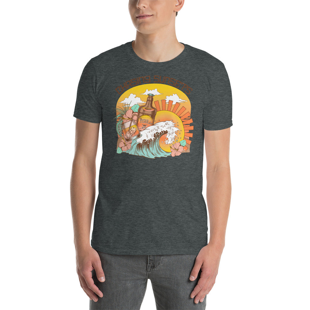 Custom Chasing Sunsets Tropical Retro Graphic Short-Sleeve Unisex T-Shirt