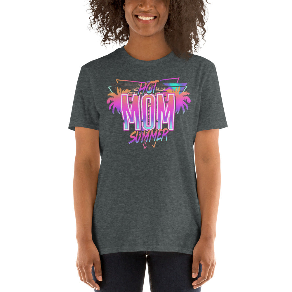 Custom Hot Mom Summer Tropical Neon Retro Graphic Short-Sleeve Unisex T-Shirt