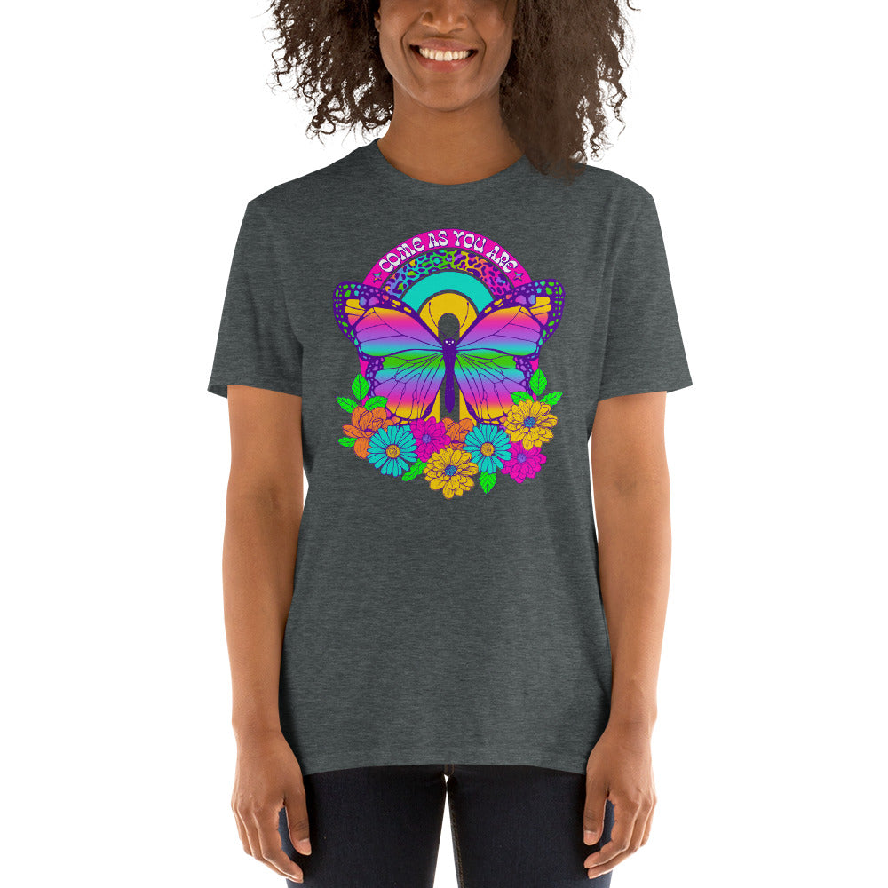 Custom Come As You Are Butterfly Floral Retro Graphic Short-Sleeve Unisex T-Shirt