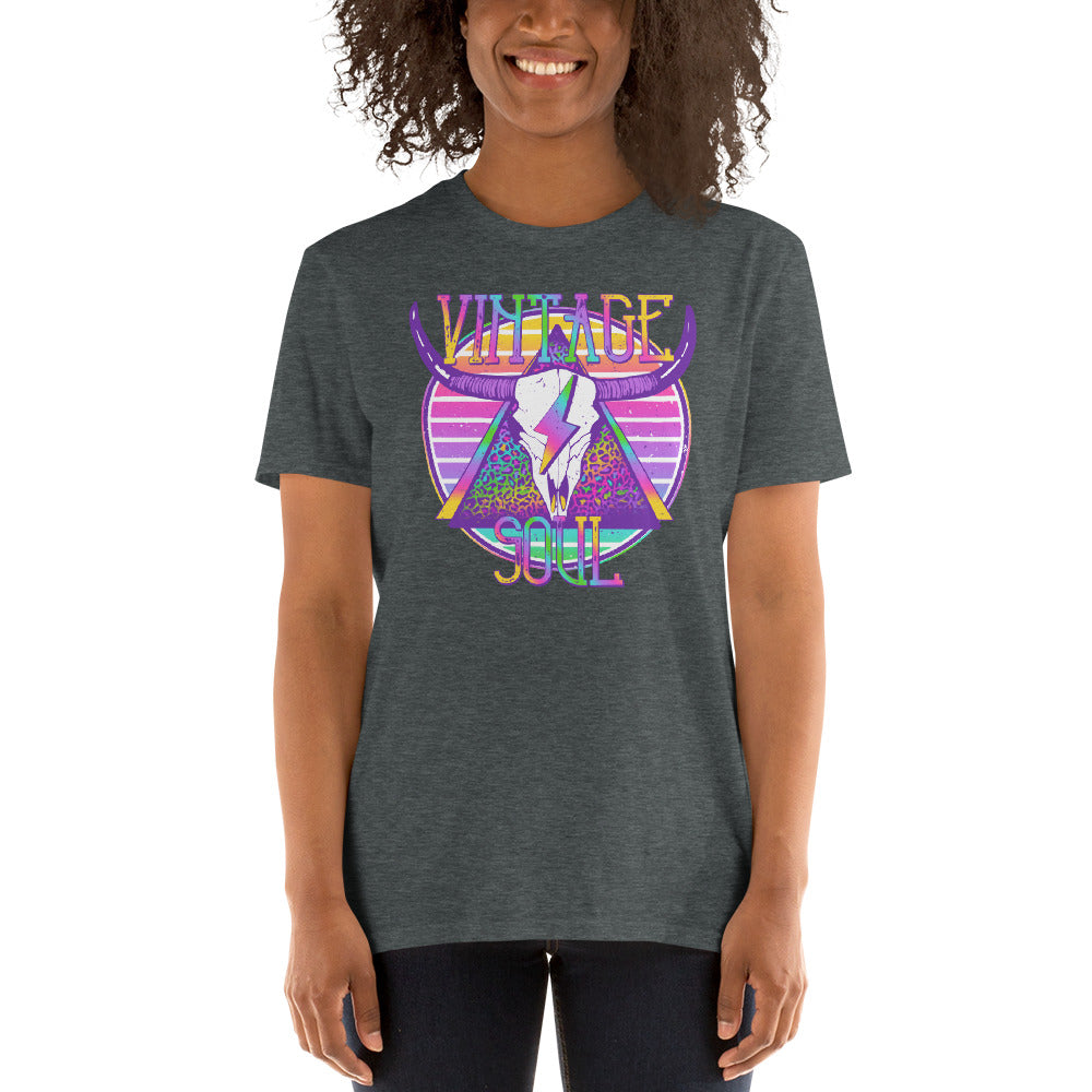 Custom Vintage Soul Western Skull Retro Graphic Short-Sleeve Unisex T-Shirt
