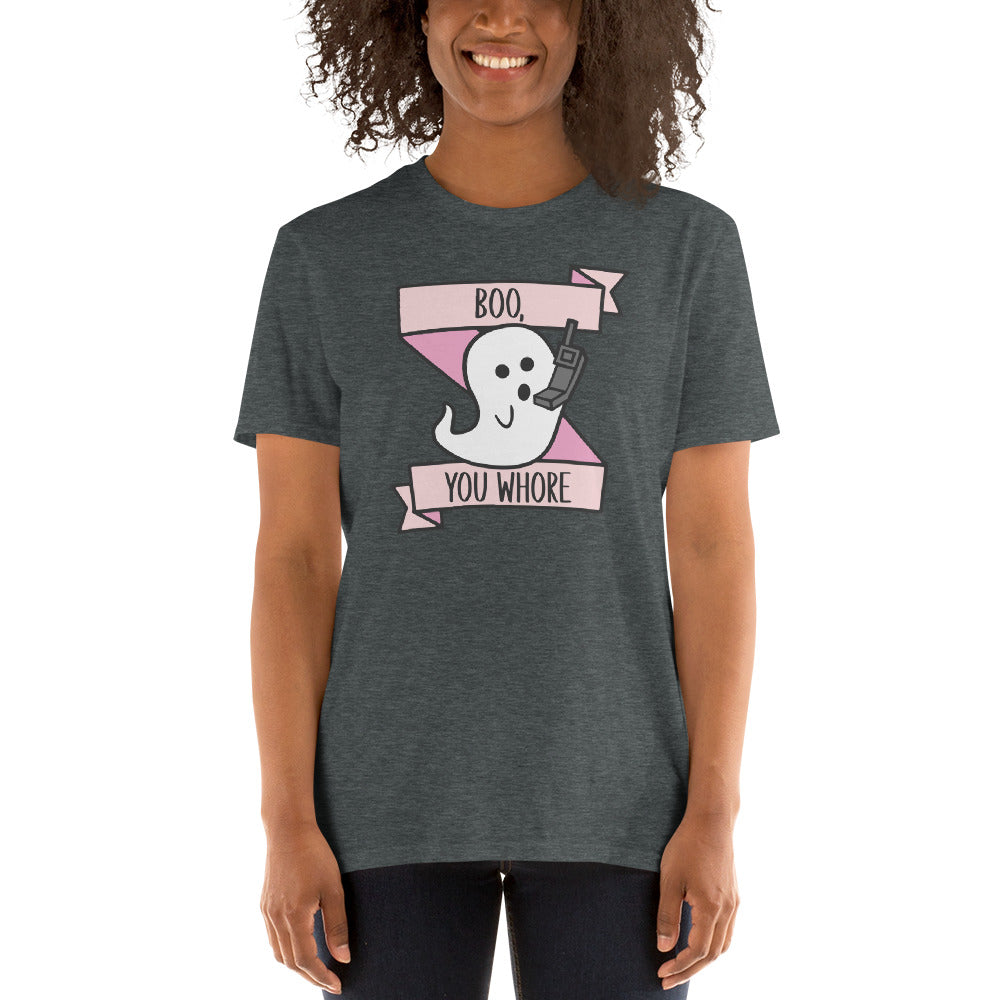 Custom Boo You Whore Ghost Mean Girls Retro Graphic Short-Sleeve Unisex T-Shirt