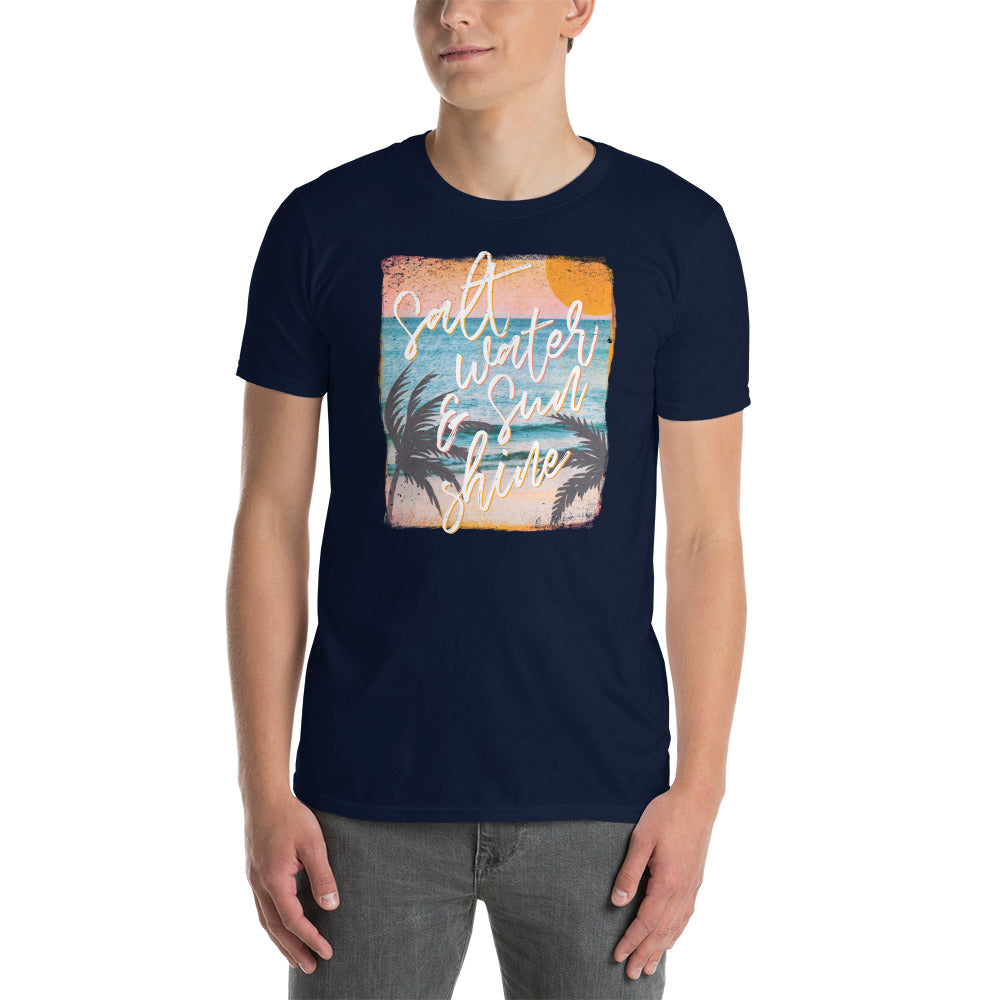 Custom Salt Water and Sunshine Retro Graphic Short-Sleeve Unisex T-Shirt