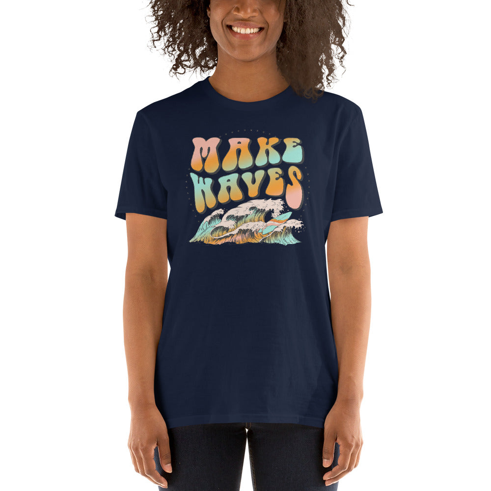 Custom Make Waves Retro Graphic Short-Sleeve Unisex T-Shirt