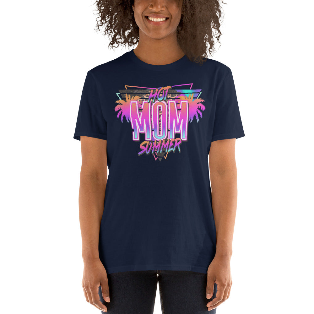 Custom Hot Mom Summer Tropical Neon Retro Graphic Short-Sleeve Unisex T-Shirt