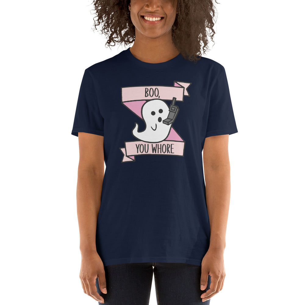 Custom Boo You Whore Ghost Mean Girls Retro Graphic Short-Sleeve Unisex T-Shirt