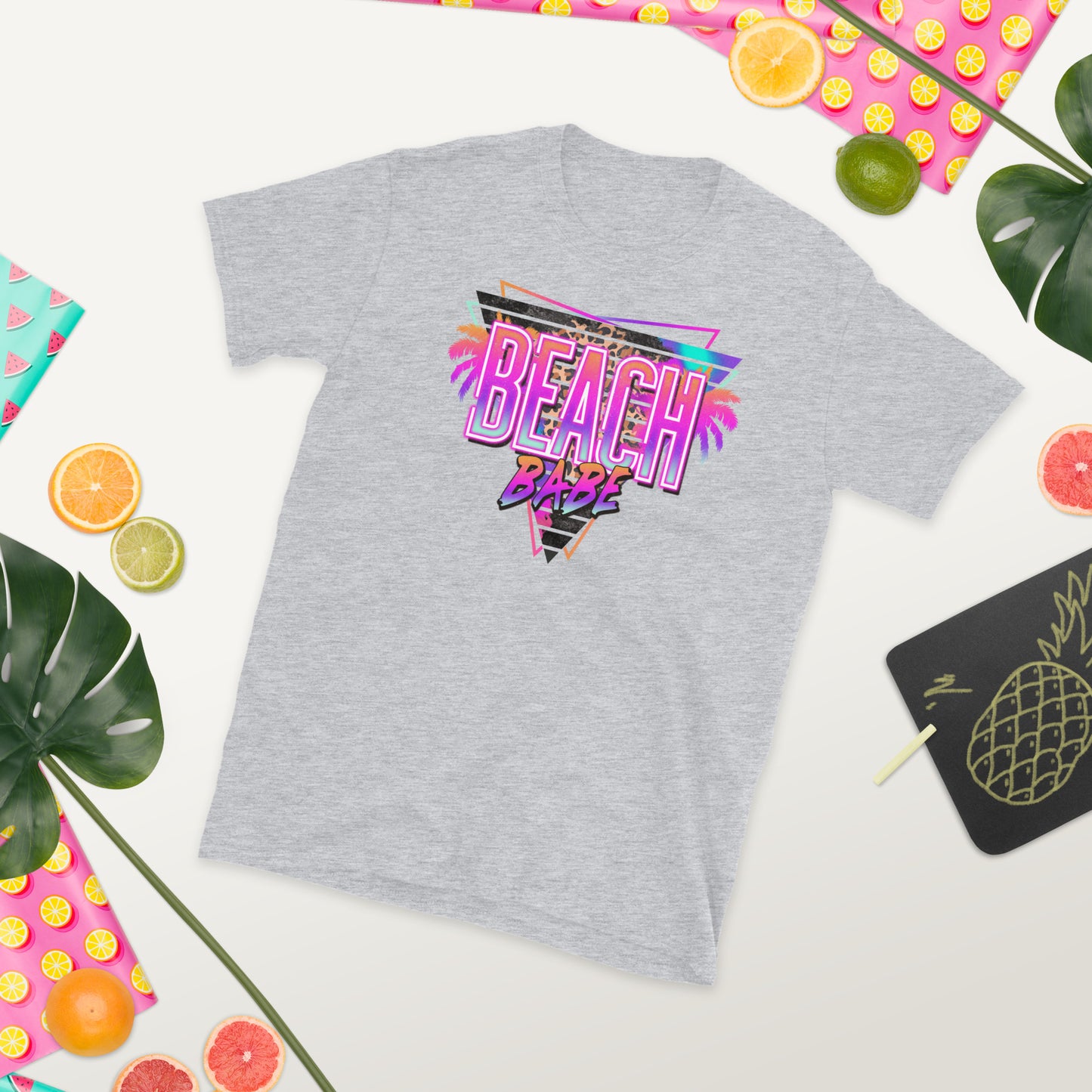 Custom Beach Babe Tropical Retro Graphic Short-Sleeve Unisex T-Shirt