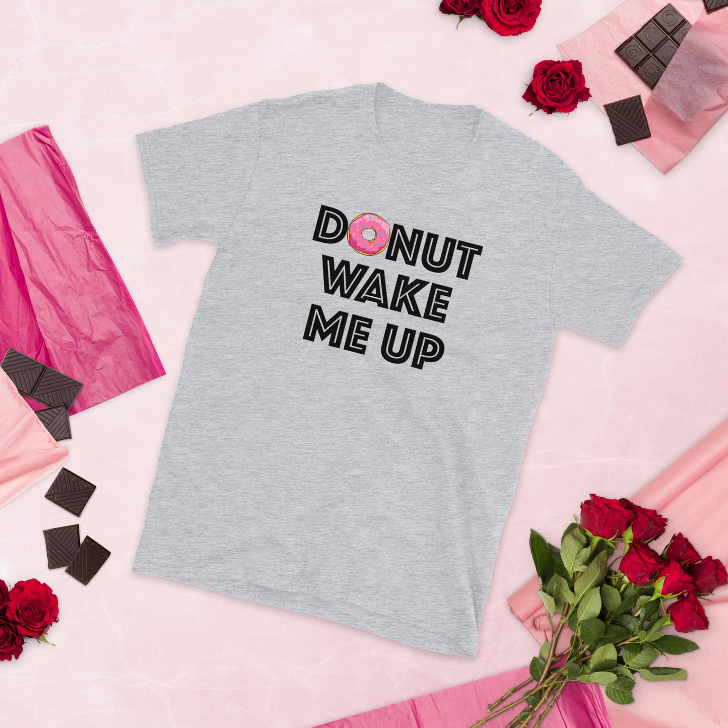 Custom Donut Wake Me Up Retro Graphic Short-Sleeve Unisex T-Shirt