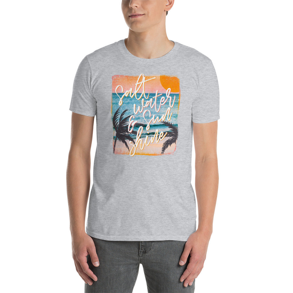 Custom Salt Water and Sunshine Retro Graphic Short-Sleeve Unisex T-Shirt