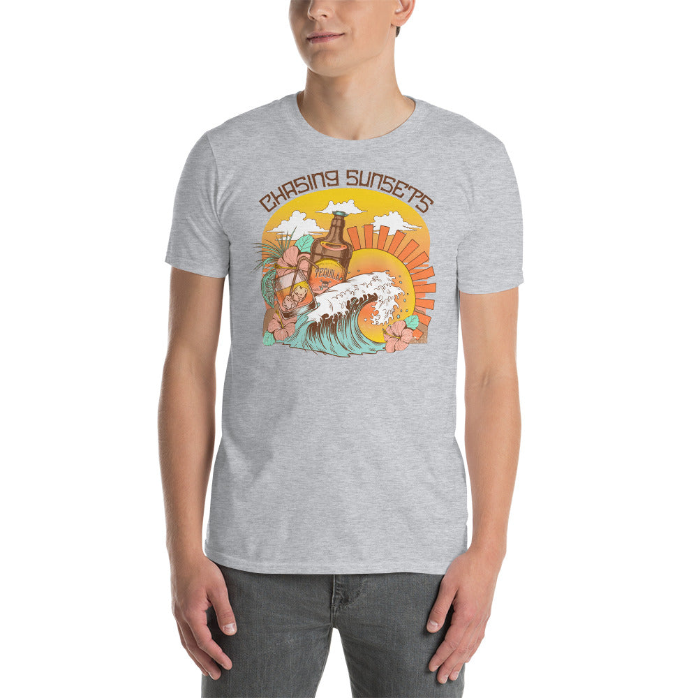 Custom Chasing Sunsets Tropical Retro Graphic Short-Sleeve Unisex T-Shirt