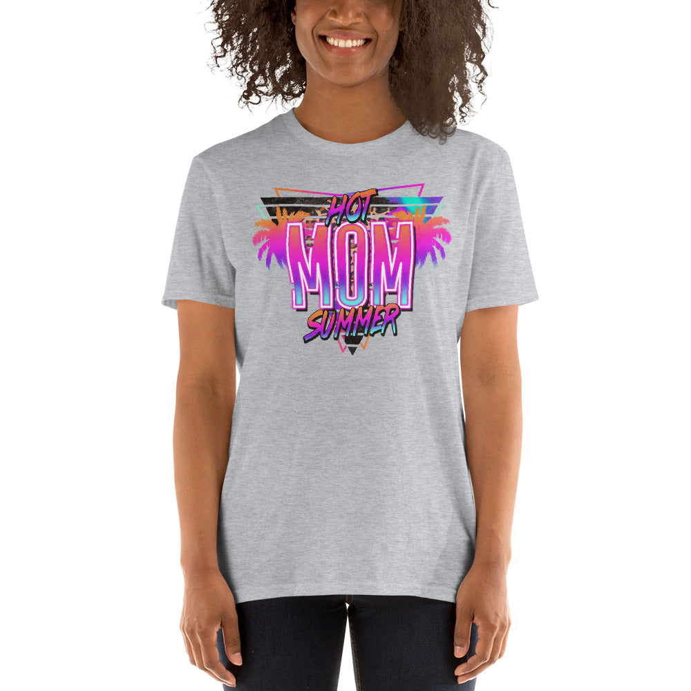 Custom Hot Mom Summer Tropical Neon Retro Graphic Short-Sleeve Unisex T-Shirt