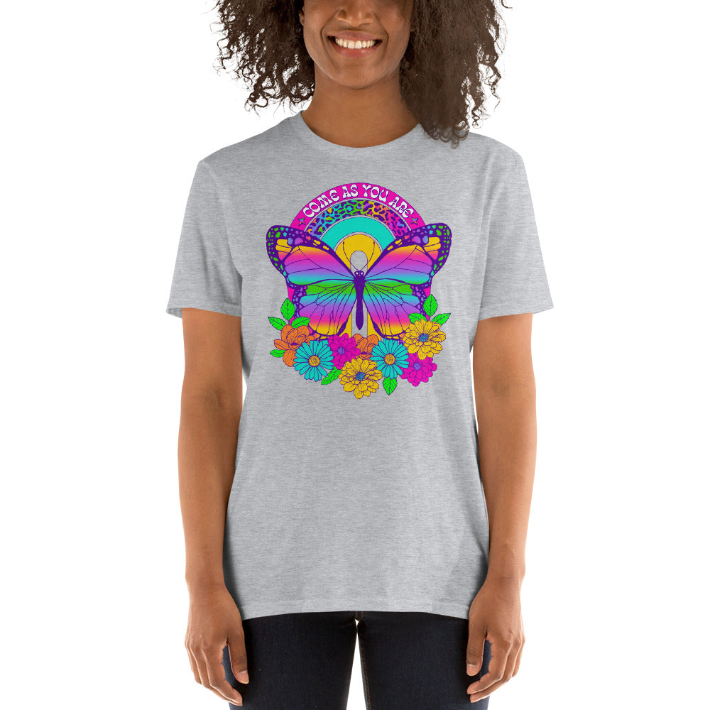 Custom Come As You Are Butterfly Floral Retro Graphic Short-Sleeve Unisex T-Shirt