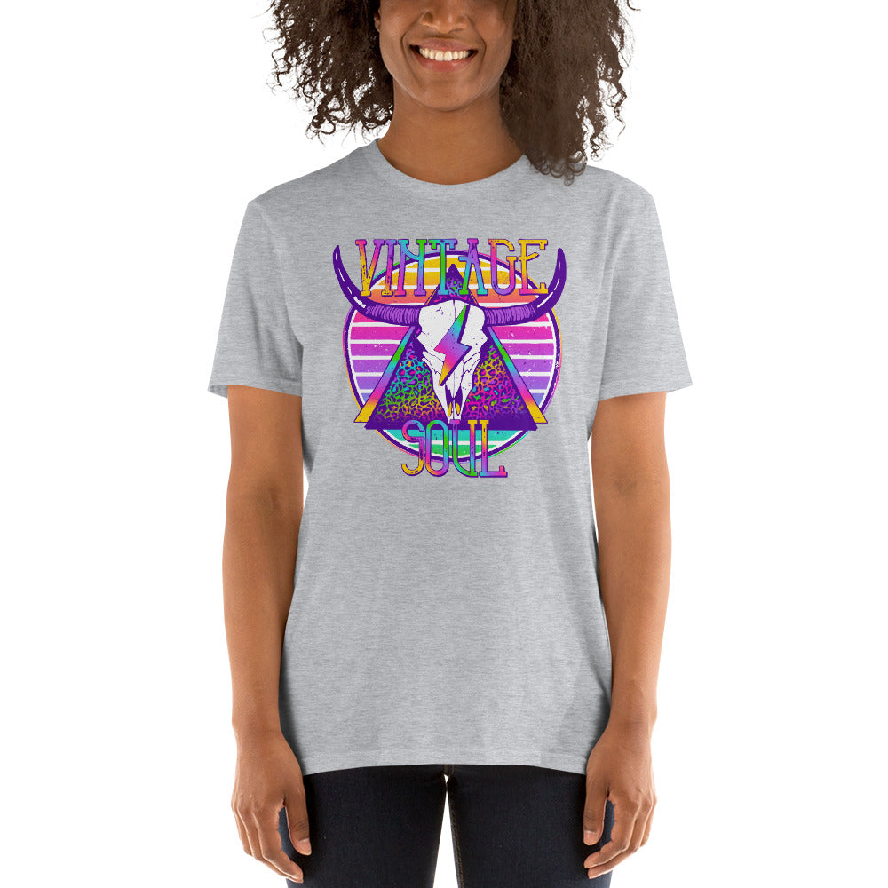 Custom Vintage Soul Western Skull Retro Graphic Short-Sleeve Unisex T-Shirt