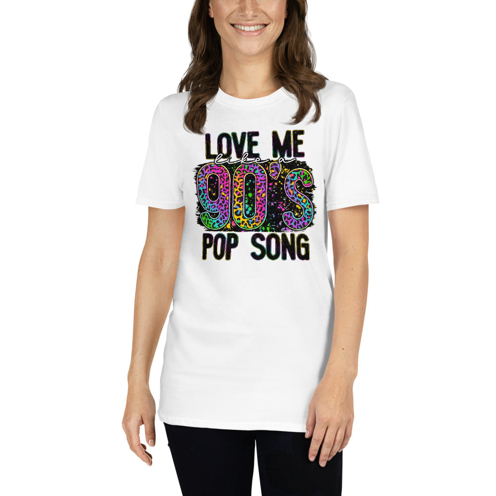 Custom Love Me Like A 90's Pop Song Leopard Retro Graphic Short-Sleeve Unisex T-Shirt
