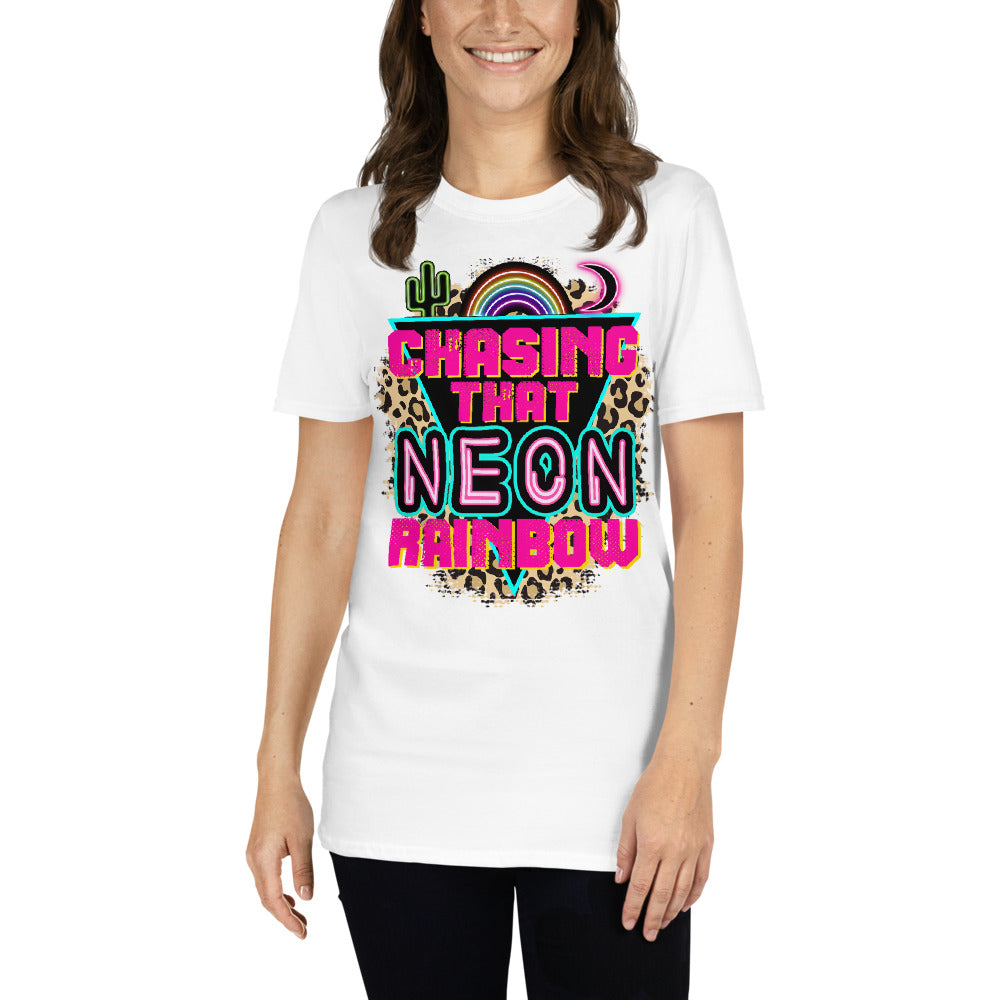 Custom Chasing That Neon Rainbow Country Western Retro Graphic Short-Sleeve Unisex T-Shirt
