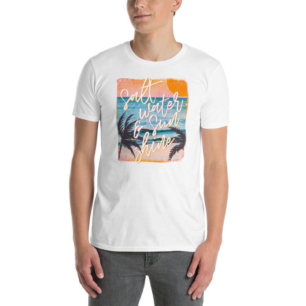 Custom Salt Water and Sunshine Retro Graphic Short-Sleeve Unisex T-Shirt