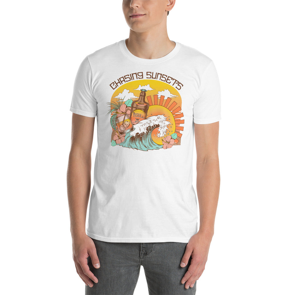 Custom Chasing Sunsets Tropical Retro Graphic Short-Sleeve Unisex T-Shirt
