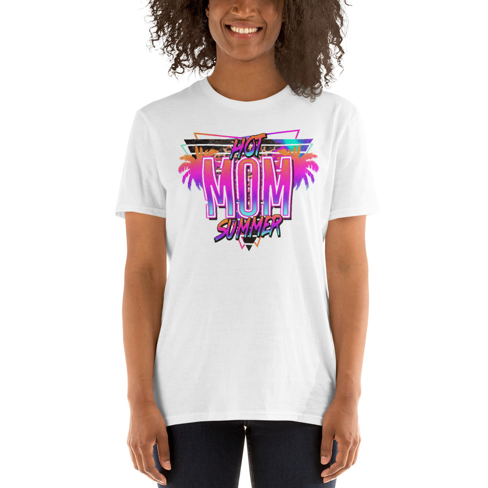 Custom Hot Mom Summer Tropical Neon Retro Graphic Short-Sleeve Unisex T-Shirt