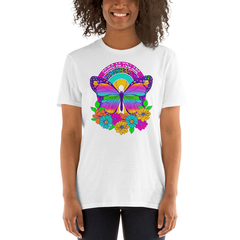 Custom Come As You Are Butterfly Floral Retro Graphic Short-Sleeve Unisex T-Shirt