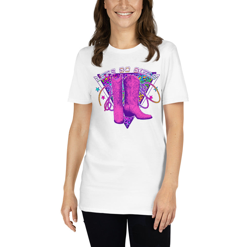 Custom Let's Go Girls Cowboy Boots Shania Country Retro Graphic Short-Sleeve Unisex T-Shirt