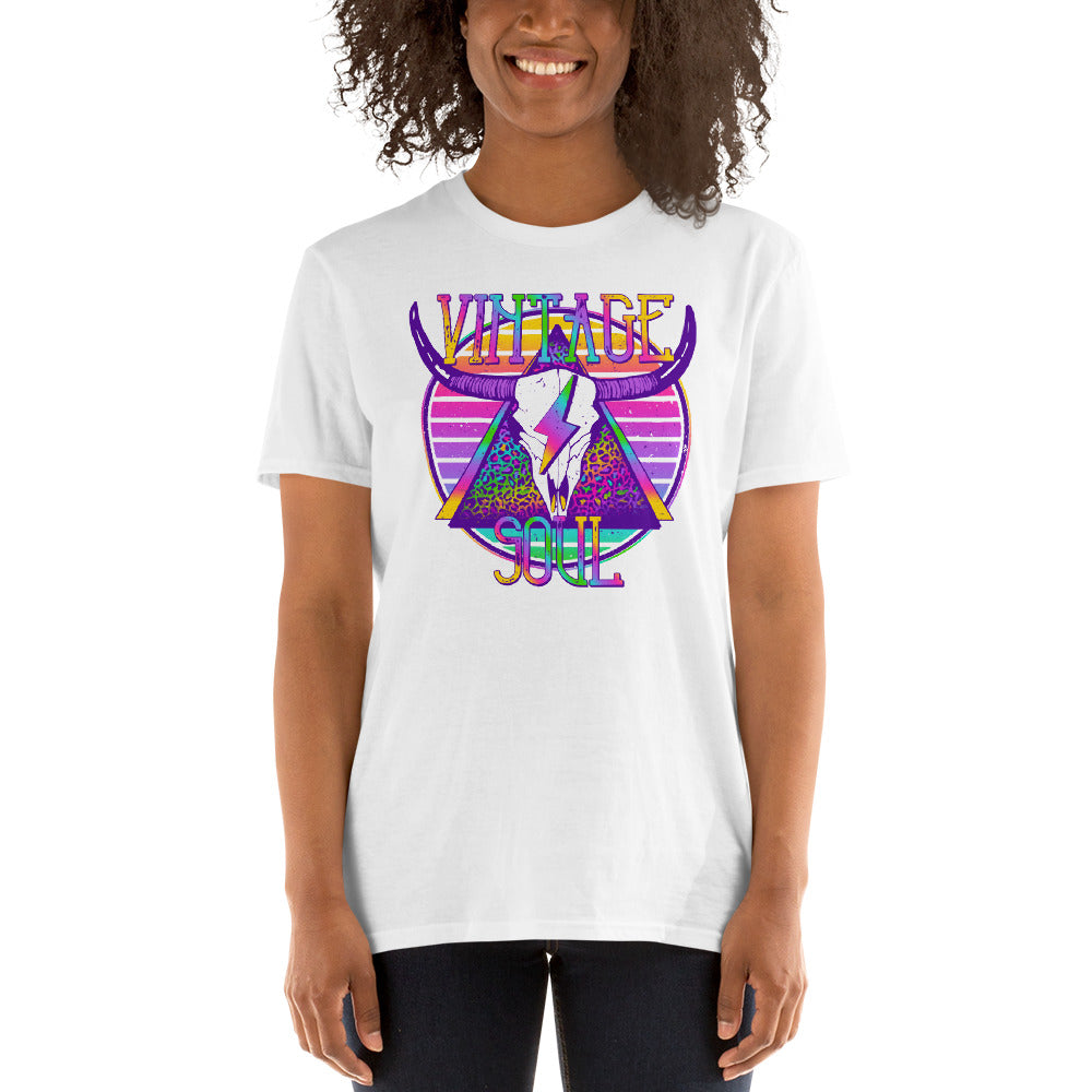 Custom Vintage Soul Western Skull Retro Graphic Short-Sleeve Unisex T-Shirt