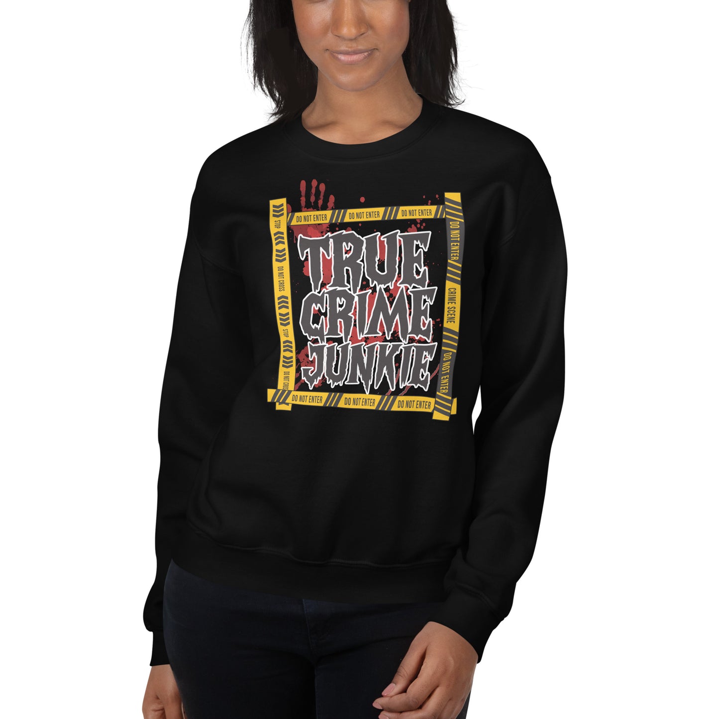 Custom True Crime Junkie Retro Graphic Unisex Sweatshirt