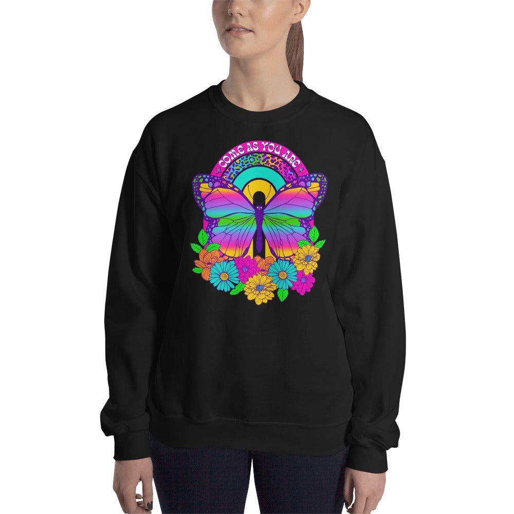 Custom Come As You Are Butterfly Floral Retro Graphic Unisex Sweatshirt