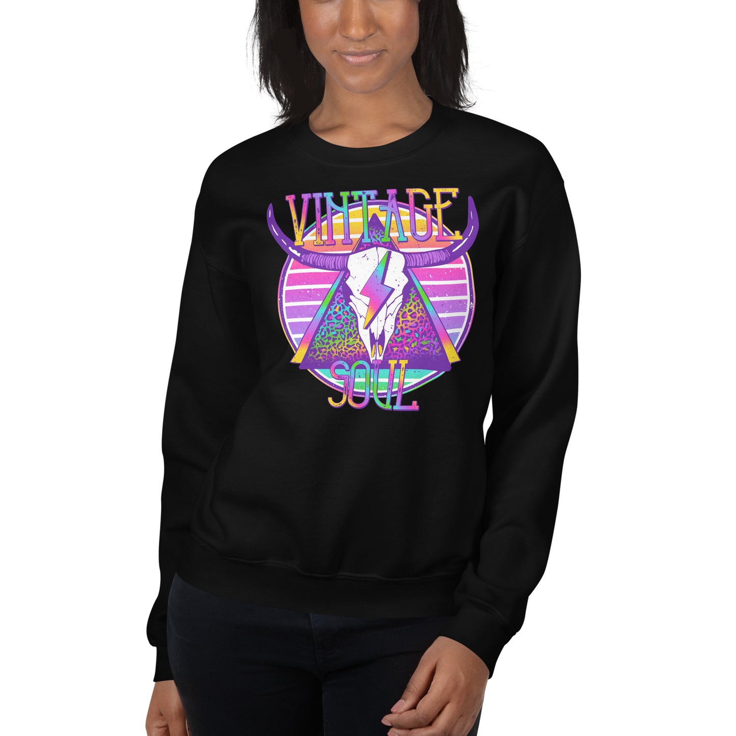 Custom Vintage Soul Western Skull Retro Graphic Unisex Sweatshirt