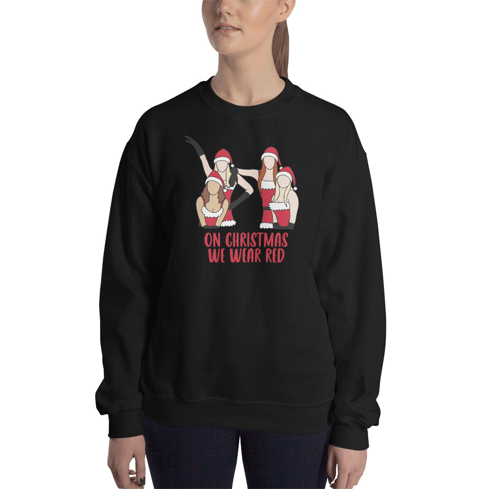 Custom On Christmas We Wear Red Mean Girls Retro Graphic Unisex Sweatshirt