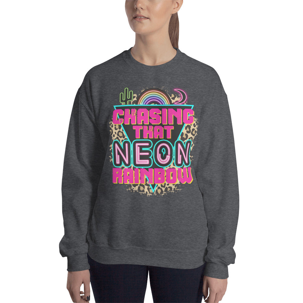 Custom Chasing That Neon Rainbow Country Western Retro Graphic Unisex Sweatshirt