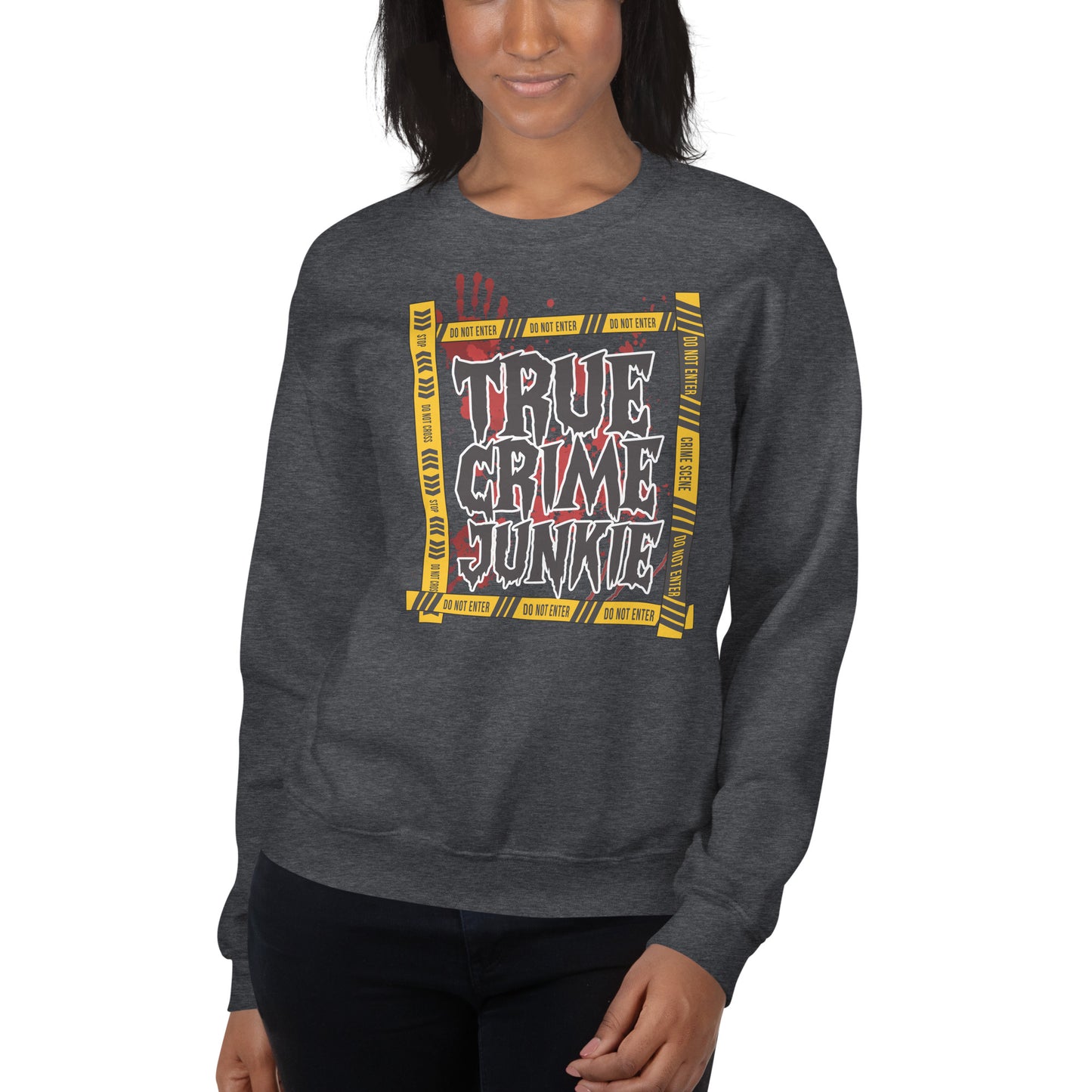 Custom True Crime Junkie Retro Graphic Unisex Sweatshirt