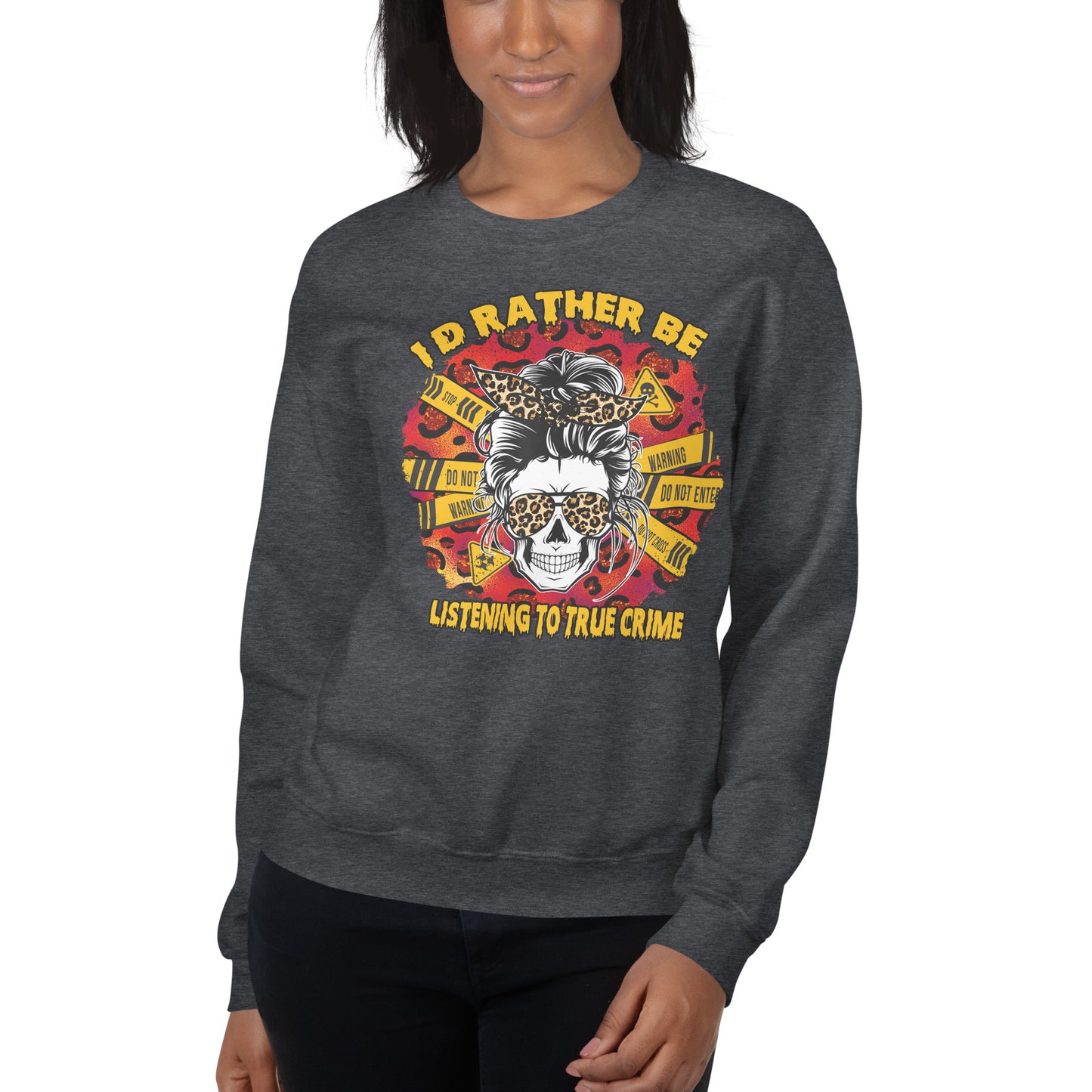 Custom I'd Rather Be Listening To True Crime Retro Graphic Unisex Sweatshirt