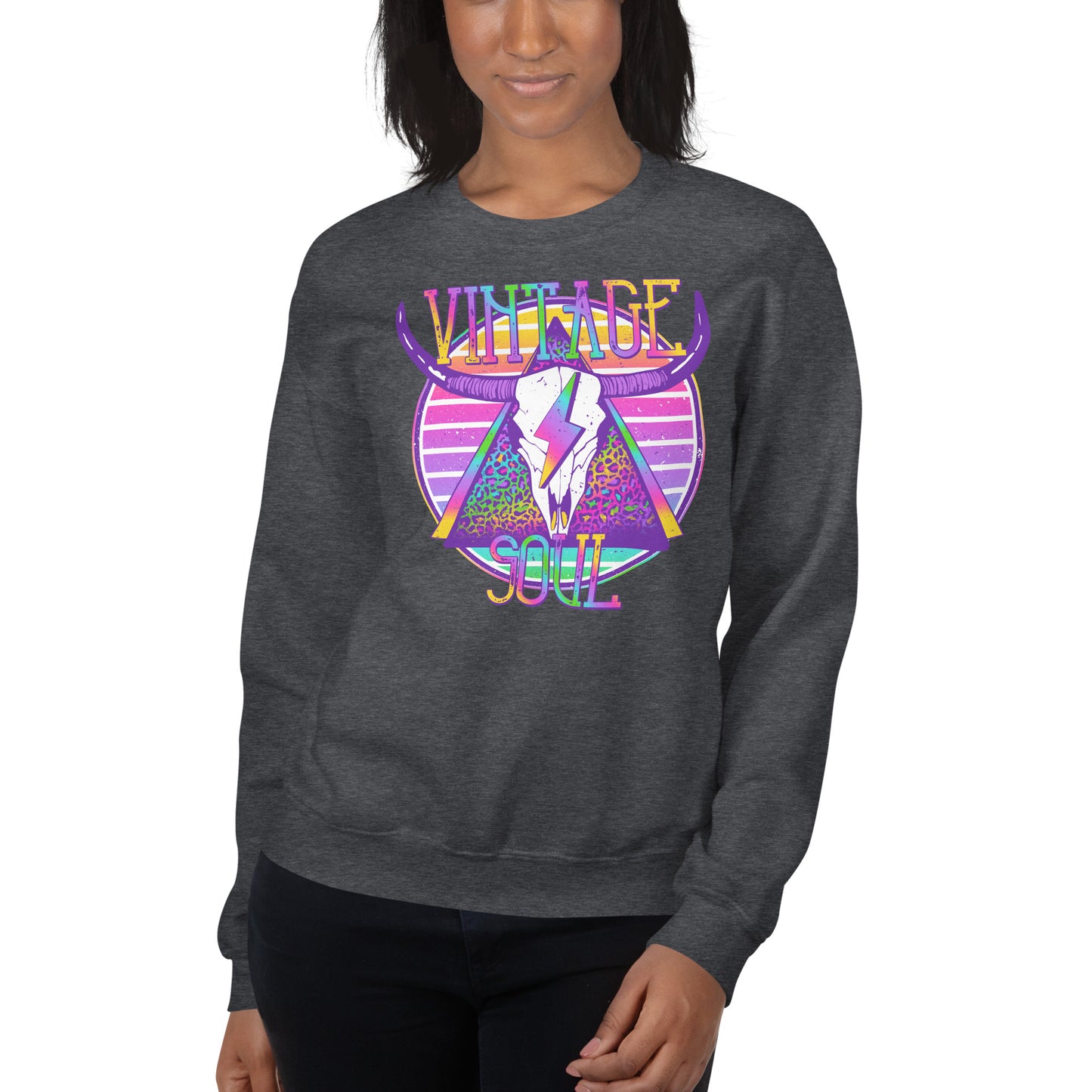Custom Vintage Soul Western Skull Retro Graphic Unisex Sweatshirt