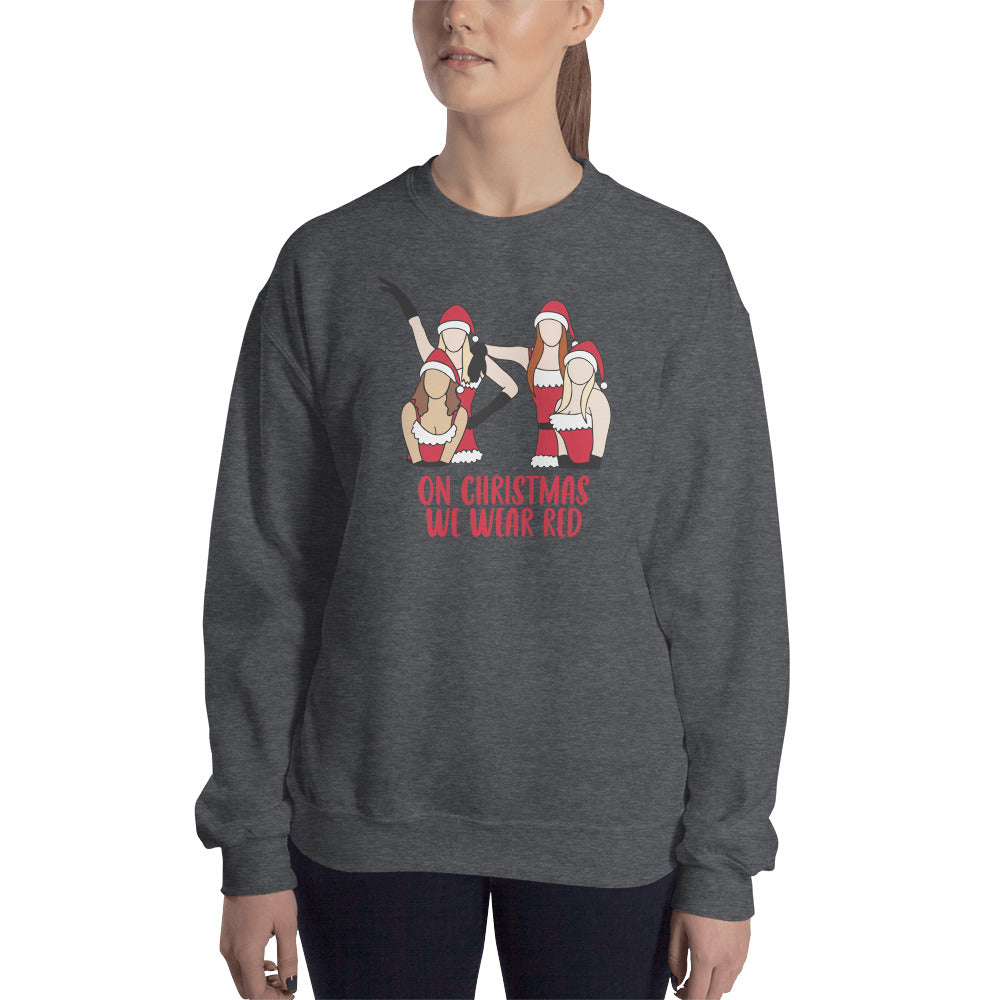 Custom On Christmas We Wear Red Mean Girls Retro Graphic Unisex Sweatshirt