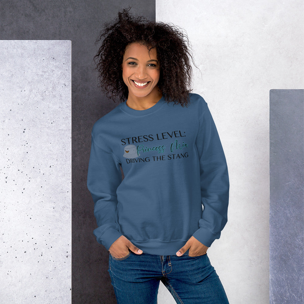 Custom Stress Level Princess Mia Driving The Stang Retro Graphic Unisex Sweatshirt