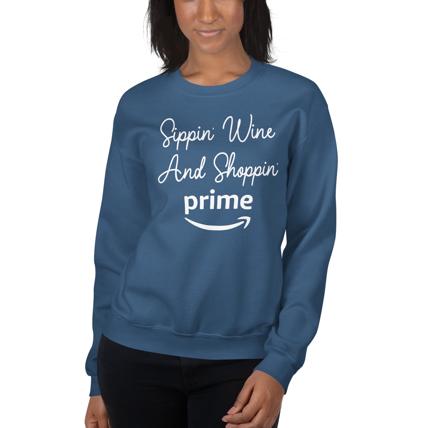 Custom Sippin' Wine And Shoppin' Prime Retro Graphic Unisex Sweatshirt