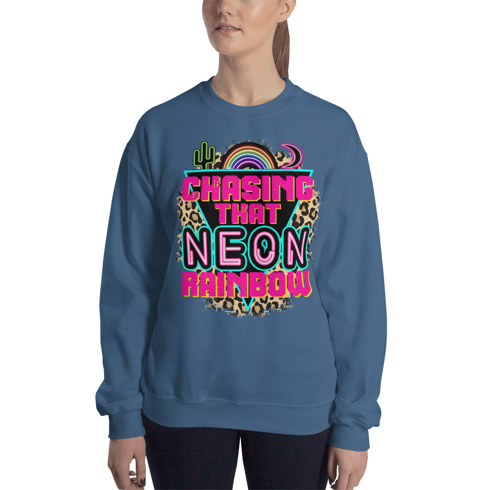 Custom Chasing That Neon Rainbow Country Western Retro Graphic Unisex Sweatshirt