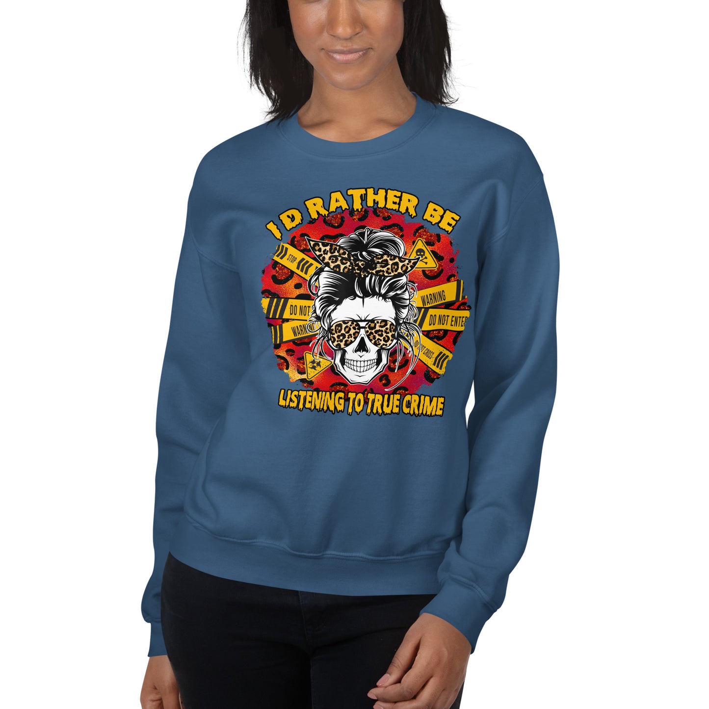 Custom I'd Rather Be Listening To True Crime Retro Graphic Unisex Sweatshirt