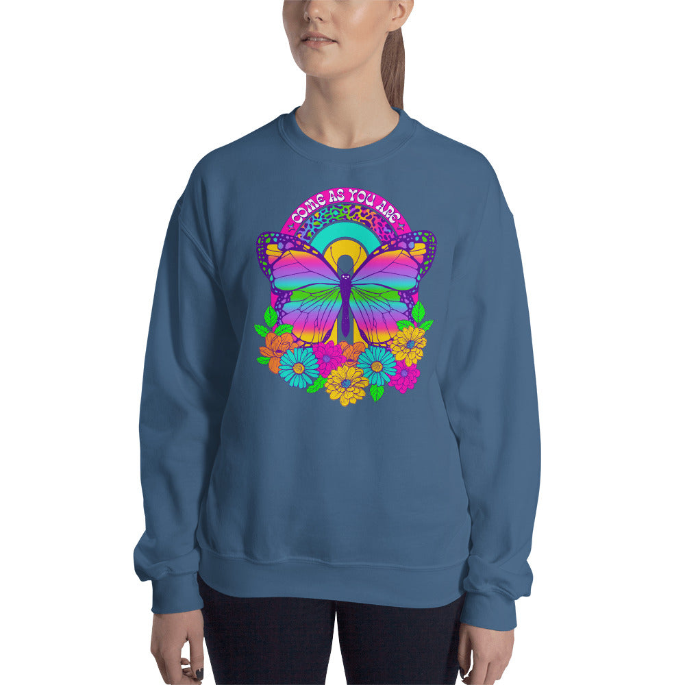 Custom Come As You Are Butterfly Floral Retro Graphic Unisex Sweatshirt