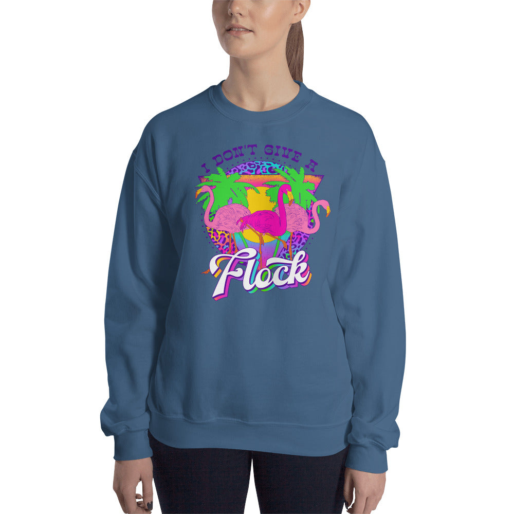 Custom I Don't Give A Flock Tropical Flamingo Retro Graphic Unisex Sweatshirt
