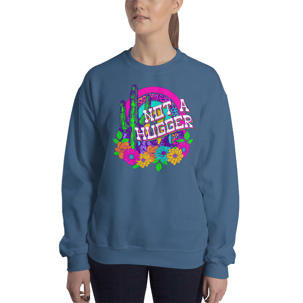 Custom Not A Hugger Cactus Western Retro Graphic Unisex Sweatshirt