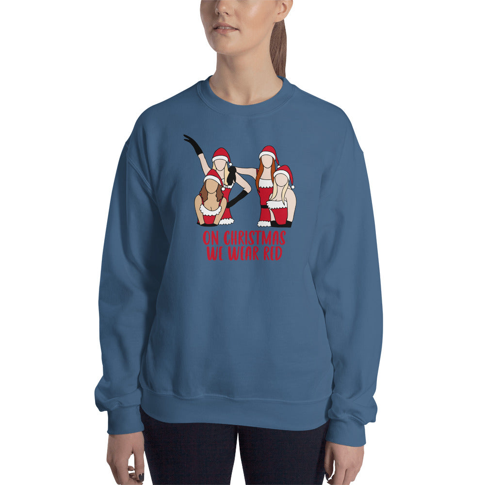 Custom On Christmas We Wear Red Mean Girls Retro Graphic Unisex Sweatshirt