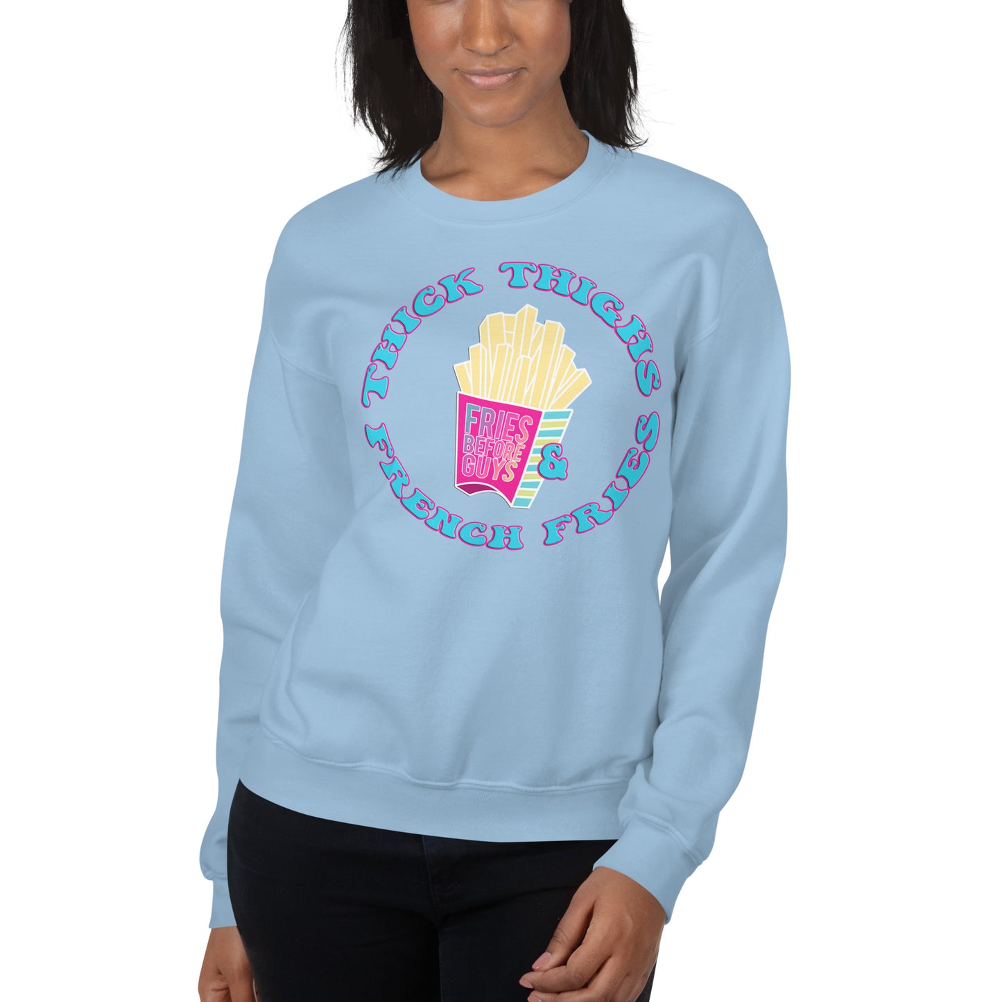 Custom Thick Thighs and French Fries Retro Graphic Unisex Sweatshirt