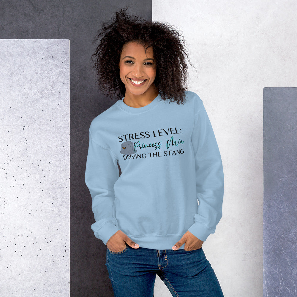 Custom Stress Level Princess Mia Driving The Stang Retro Graphic Unisex Sweatshirt
